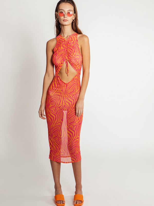 Christy Dress Fuchsia Orange Print